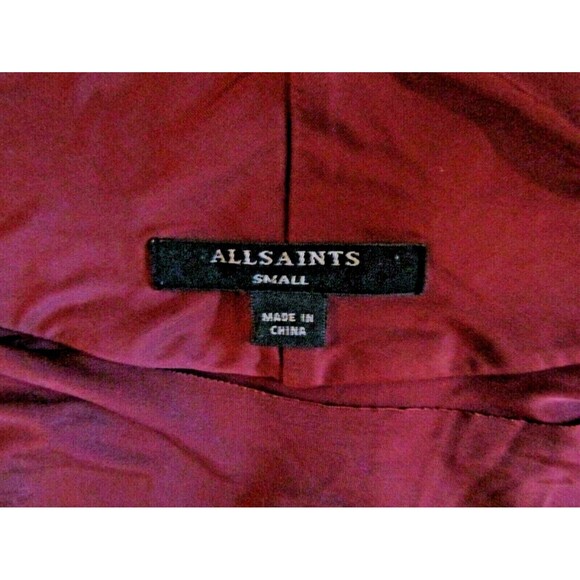 All Saints Amelis Dress Long Sleeve Burgandy Silky Slinky Size S - Picture 9 of 11